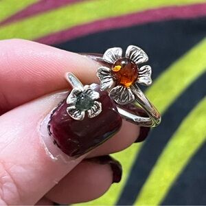 Science Museum of Minnesota Baltic Amber Sterling Silver 925 Floral Size 7 Ring